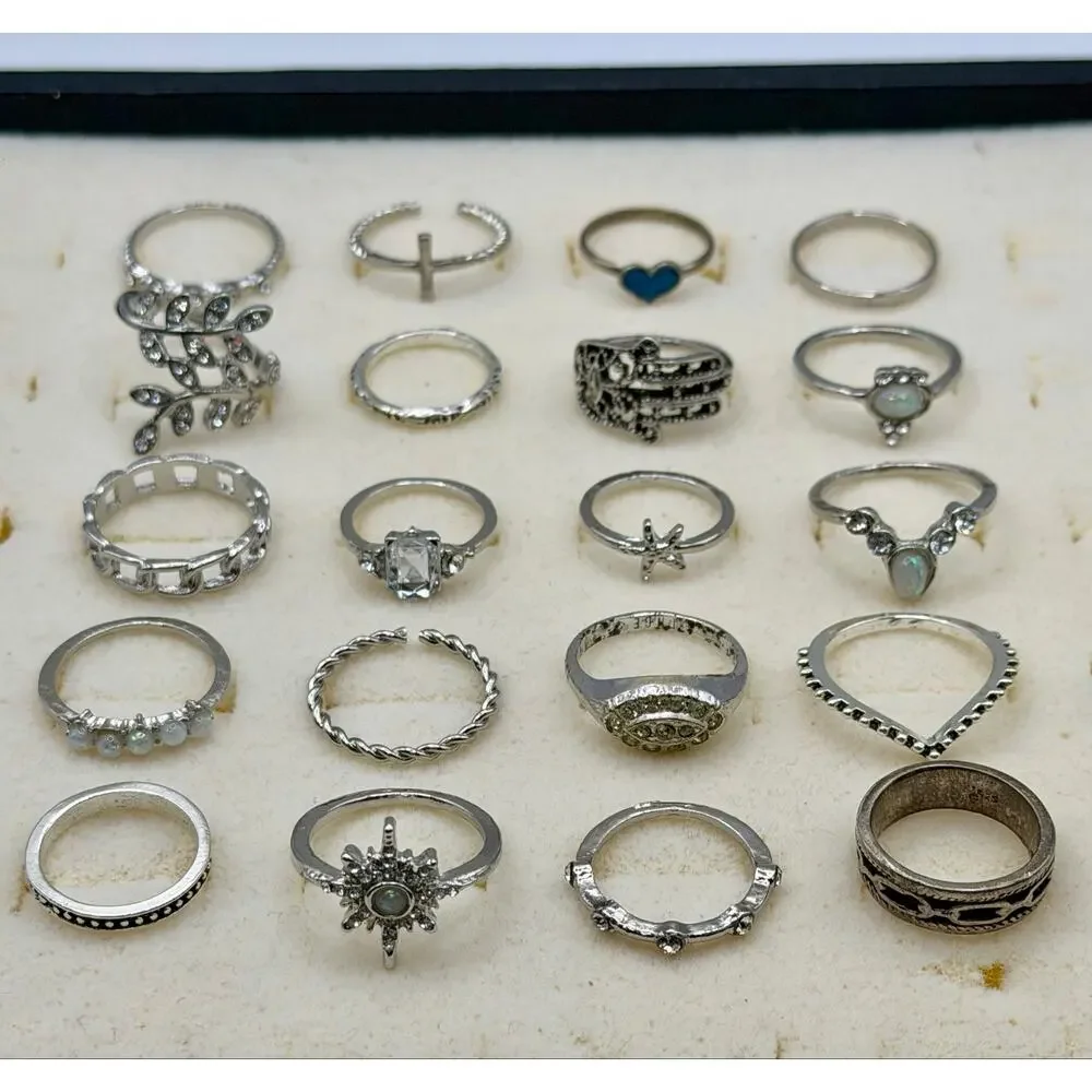Silver Stacker Rings Lot - 20 pcs Boho Minimalist #2